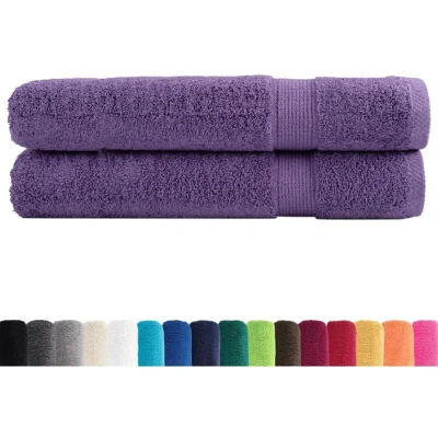 Image of vidaXL Premium Sauna Towels SOLUND 2 pcs Purple 80x200 cm 600 gsm