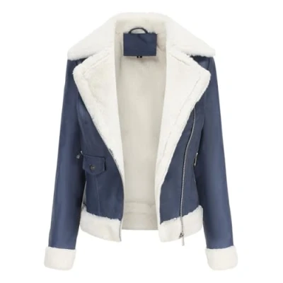 Image of DLLDLGG Womens Oversized Leather Jacket Thicken Fleece Lined Winter Shearling Fluffy Coat Cropped Bomber