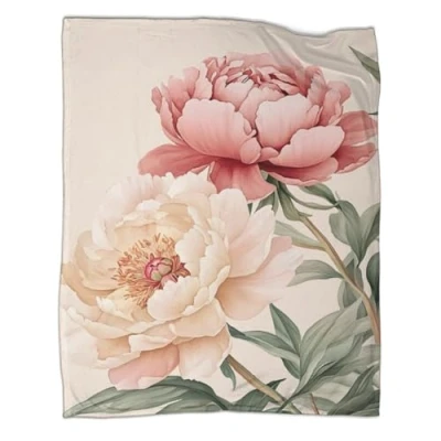 Image of QIACVYDKZ Floral Printed Fleece Throw Blanket Wildflowers Pattern Soft Fuzzy Soft, Plush, Fluffy, Warm, Cozy Super Warm Plush 40x50inch(100x130cm)