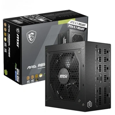 Image of MSI MAG A850GL PCIE5 Power Supply Unit, 850W, 80 Plus Gold, Fully Modular, ATX 3.0, PCIe 5.0 GPU Support, Black Flat Cables, 7 Year Warranty