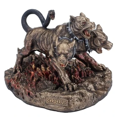 Image of Veronese Design 3 1/2 Inch Cerberus The Three Headed Hound of Hades Hand Painted Resin Figurine