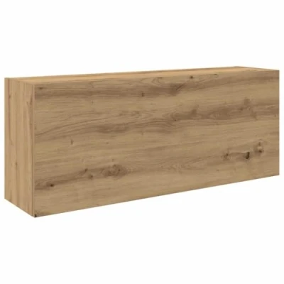 Image of vidaXL Bathroom Wall Cabinet Artisan Oak 100x25x40 cm Engineered Wood Space Saving Storage for Bathroom, Kitchen, Bedroom/Features Gas Spring Doors/60 kg Capacity