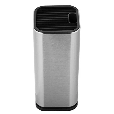Image of Stainless Steel Knife Block with Slots, Universal Only Holder Storage for Scissors and Knifes, 3.7 x 9.3inch