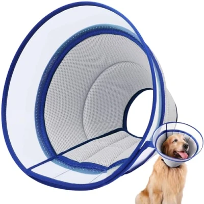 Image of Soft Dog Cone Collar for Dogs After Surgery, Buster Collars and Cats, E Dogs, Adjustable Recovery Pets, Protective Head Prevent Licking (Gray, Size 6)