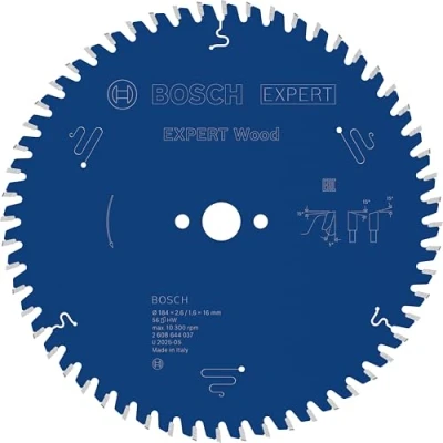 Image of Bosch 2608644037 EXWOH 56 Tooth Top Precision Circular Saw Blade, 0 V, Blue