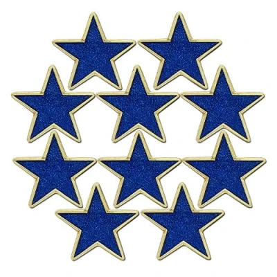 Image of Glitter Star Badge Lapel Pin 10 Pack (Blue)