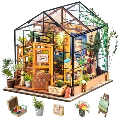 Image of Rolife DIY Miniature House Kits for Adults Greenhouse Dolls Craft Model to Build Birthday Gift Women and Girls (Cathy&#039;s Flower House)
