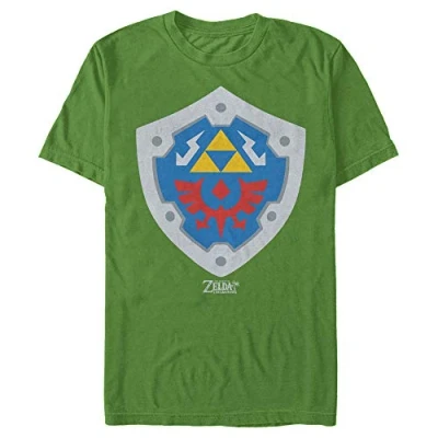 Image of Nintendo Men&#039;s Zelda Link&#039;s Awakening Hylian Shield T Shirt, Kelly Green, Large