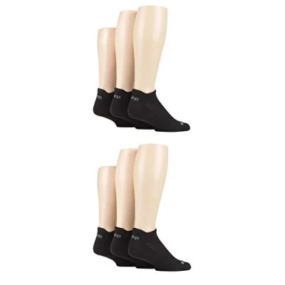Image of Jeep Mens Performance Trainer Socks Pack of 6 Black 11