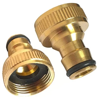 Image of P12cheng Connector,3/4 Inch Threaded Brass Tap Adaptor Garden Water Hose Quick Pipe Connector