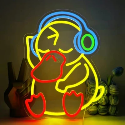 Image of UExnkj Y Duck Neon Sign LED Lights Writing for Bedroom Wall Decor USB Powered Lamps is Easy to Use