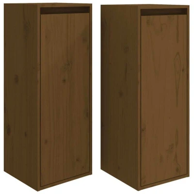 Image of vidaXL Wall Cabinets 2 pcs Honey Brown 30x30x80 cm Solid Wood Pine
