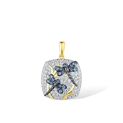 Image of Santuzza Dragonfly Pendant Blue Spinel Cubic Zirconia 925 Sterling Silver Dangle for Women