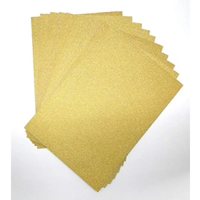 Image of A4 Gold Glitter Card Paper Non Shed Sparkle Craft Sheets 250gsm Bling Crafting Cardstock Acid Free (Gold 10 Sheets)