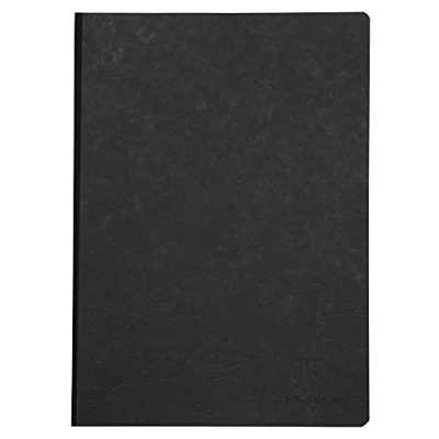 Image of Clairefontaine Ref 791421C Age Bag Clothbound Notebook (192 Pages) A4 Size, Squared Rulings, 90gsm Brushed Vellum Paper Black Leather Effect Cover