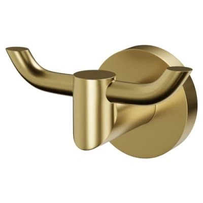 Image of Orbit Brushed Brass Wall Mounted Double Robe Hook Colore