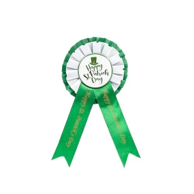 Image of Green Irish Shamrock Rosette Badges St Patricks Day Accessories Fancy Dress Costume