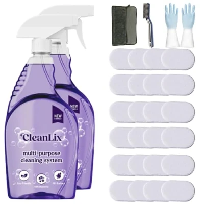 Image of Cleanlix Cleaning Spray, Cleaner for Instant Stain Removal, All Purpose Spray with Tablets, The in One Solution Every (Flowers*24,2 Bottle)