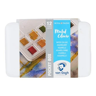 Image of Van Gogh Watercolour pocket box muted colours 12 half pans