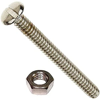 Image of Merriway BH02518 (25 Pcs) Slotted Pan Head Machine Screws with Nuts, M6 x 25mm (1/4 inch 1 inch) Bright Zinc Plated Pack of 25 Pieces