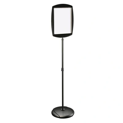 Image of Bi Office Floor Safety Sign, Magnetic Vertical Rectangle, Drywipe Surface, Black, Adjustable, 27 x 47 cm