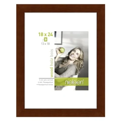Image of accent by nielsen Apollon Photo Frame Wenge 18x24cm Wooden Picture with White Mount to Fit 5x7 Photograph, Protective Float Glass and Push Turn Clips