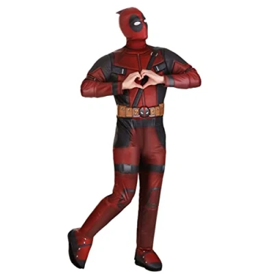 Image of Jazwares MARVEL Deluxe Adult Deadpool Costume, Superhero Halloween Costume for Men Officially Licensed X Large