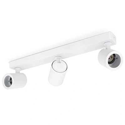 Image of linovum TENJO Ceiling Spotlight 3 Bulbs White Round Spotlights Rotatable and Swivelling Bar Light with 3x GU10 Sockets