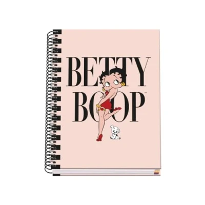 Image of DOHE A5 Squared Notebook Spiral Binding, 100 Sheets of 90 g/m², 5 mm Square, Hardcover, Betty Boop, School Supplies Pink