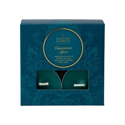 Image of Shearer Candles Cinnamon Spice (Pack of 8) Scented Tealights Teal, l x 3.8cm w 2cm h