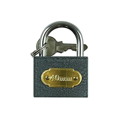 Image of Grey Metal Cast Iron Padlock with Keys (4cm x 0.6cm) Pack of 1 Durable,Ideal for Gates, Sheds, Outhouses, Lockers &amp; More