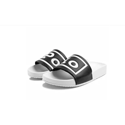 Image of Ralph Lauren Polo Men&#039;s Cayson Logo White Sliders Sandals 5 UK