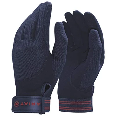 Image of ARIAT Tek Grip Glove Navy Easy Stretch Unisex The go to for riding and schooling Articulated fingers bend Size 7