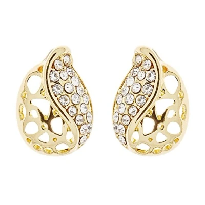 Image of Clip On Earrings Gold Plated With Rhinestone Crystals Helga