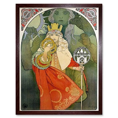 Image of Wee Blue Coo Alphonse Mucha Retro Old Master Painting Art Print Framed Poster Wall Decor 12X16 Inch