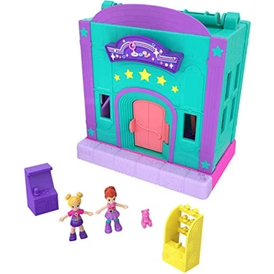 Image of Polly Pocket Pollyville Arcade with 4 Floors, 2 Dolls &amp; 5 Accessories