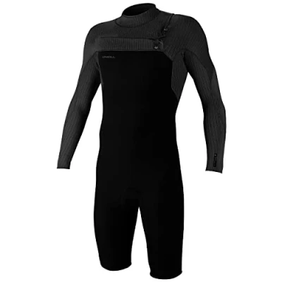 Image of ONeill O&#039;Neill Mens Hyperfreak 2mm Chest Zip Long Sleeve Shorty Wetsuit Black Size L