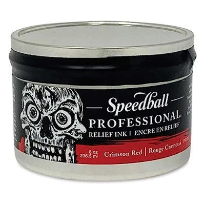 Image of Speedball 8oz Professional Relief Ink Crimson Red, For Block, Printing, Linocut, Wood Cutting, Oil Based