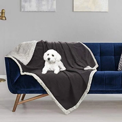Image of Kritter Planet Waterproof Dog Blanket, Love Blanket Couples, Extra Large Washable Reversible Fleece Throw for Bed Car Seat, 125 x 75 cm, Brown/Tuape