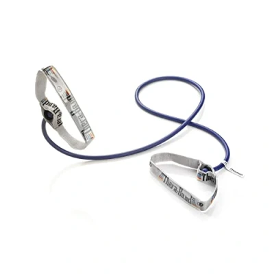 Image of THERABAND Professional Latex Resistance Tubing with Soft Handles for Exercise, Physical Therapy, Lower Pilates, At Home Workouts, and Rehab, Blue