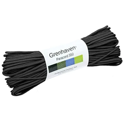 Image of Grenhaven Tear Proof Paracord 550 FOR Outdoor DIY Manual Braiding, Camping, Gardening, Universal Survival Rope with 7 Cords 100ft long, 250lbs Capacity, 4mm diameter, NOT SUITABLE CLIMBING, black