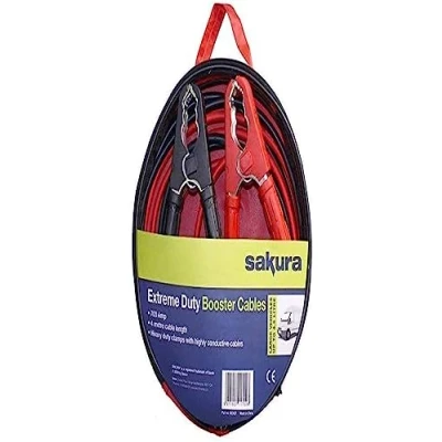 Image of Sakura Extreme Duty Booster Cables Jump Start Leads SS3627 700 Amp 4 m Colour Coded Clamp For Cars Vehicles Up To 4.5L/4,500CC Flat Battery