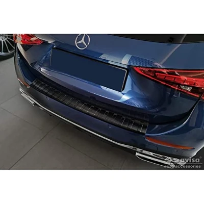 Image of Avisa Chrome Stainless Steel Rear bumper protector compatible with Mercedes C Class AMG Estate (S206) 2021 &#039;Ribs&#039;