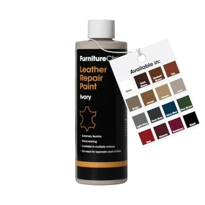 Image of Furniture Clinic Leather Repair Paint &amp; Dye Self Seal Colourant for Quick and Easy Suitable Sofas, Car Seat, Shoes, Handbag, More Ivory, 500ml