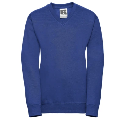 Image of Russell Athletic Childrens Unisex Collection Childrens/Kids V Neck Sweatshirt (Bright Royal Blue) Navy/Blue Size 5 6Y