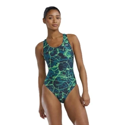 Image of TYR Women&#039;s Durafast Elite Maxfit Swimsuit One Piece, Green/Synapse, 32