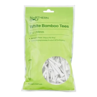 Image of Northern Golf White Bamboo Tees/BUMPER PACK/ 100% BIODEGRADABLE (2 1/8&quot; / 54mm 130 Tees Per Pack)