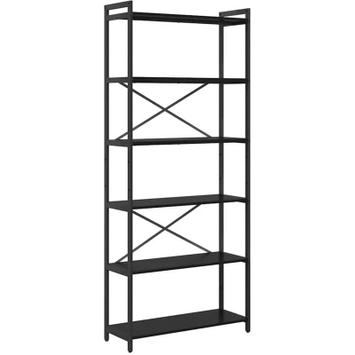 Image of Bookcase Black oak 80 x 30 188 cm Wood and Steel Vidaxl