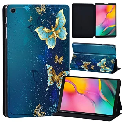 Image of Printed Leather slim lightweight Stand Cover Case for Samsung Galaxy Tab A 10.1 2019 (Model: SM T510 T515), with Function (Black) (fantasy butterfly)