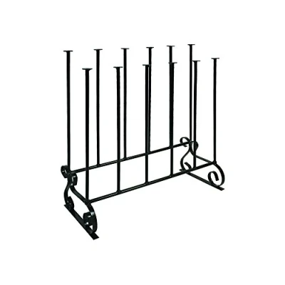 Image of Garden Pride Wellington Boot Rack Black Metal Indoor and outdoor Holds six pairs of Wellies The Ideal Welly Storage Solution Stand